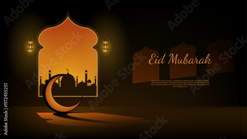 eid mubarak greeting card background. islamic vector illustration