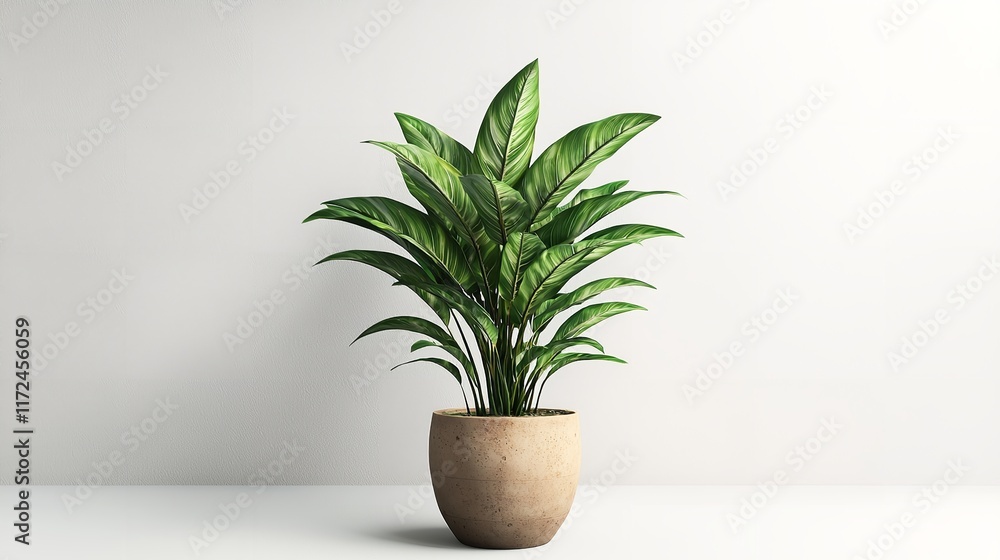 Greenery in a pot set against a clean white background Greenery in a pot set against a clean white background
