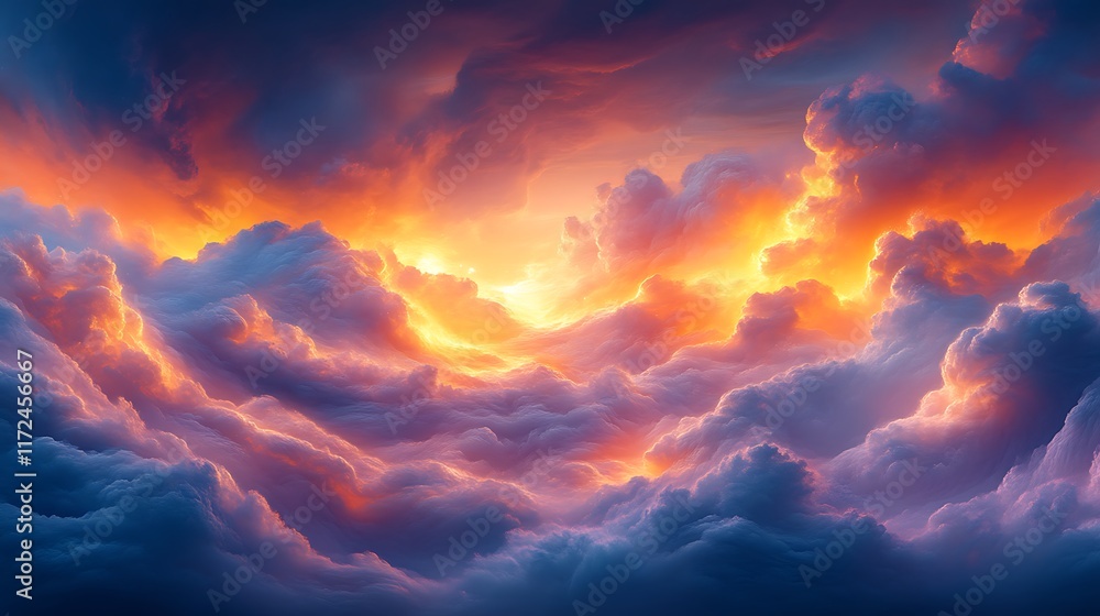 Vibrant sunset cloudscape, fiery hues. Vibrant sunset cloudscape, fiery hues.