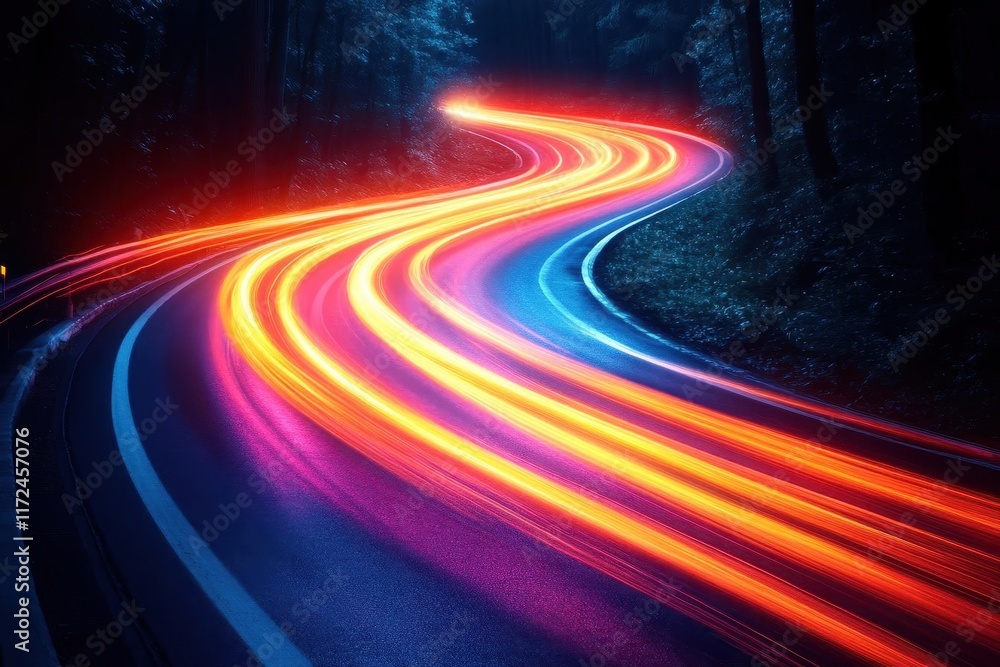 vivid abstract design illustrating the concept of motion and speed through dynamic light trails and vibrant colors representing the thrill of travel and exploration in a contemporary format vivid abstract design illustrating the concept of motion and speed through dynamic light trails and vibrant colors representing the thrill of travel and exploration in a contemporary format