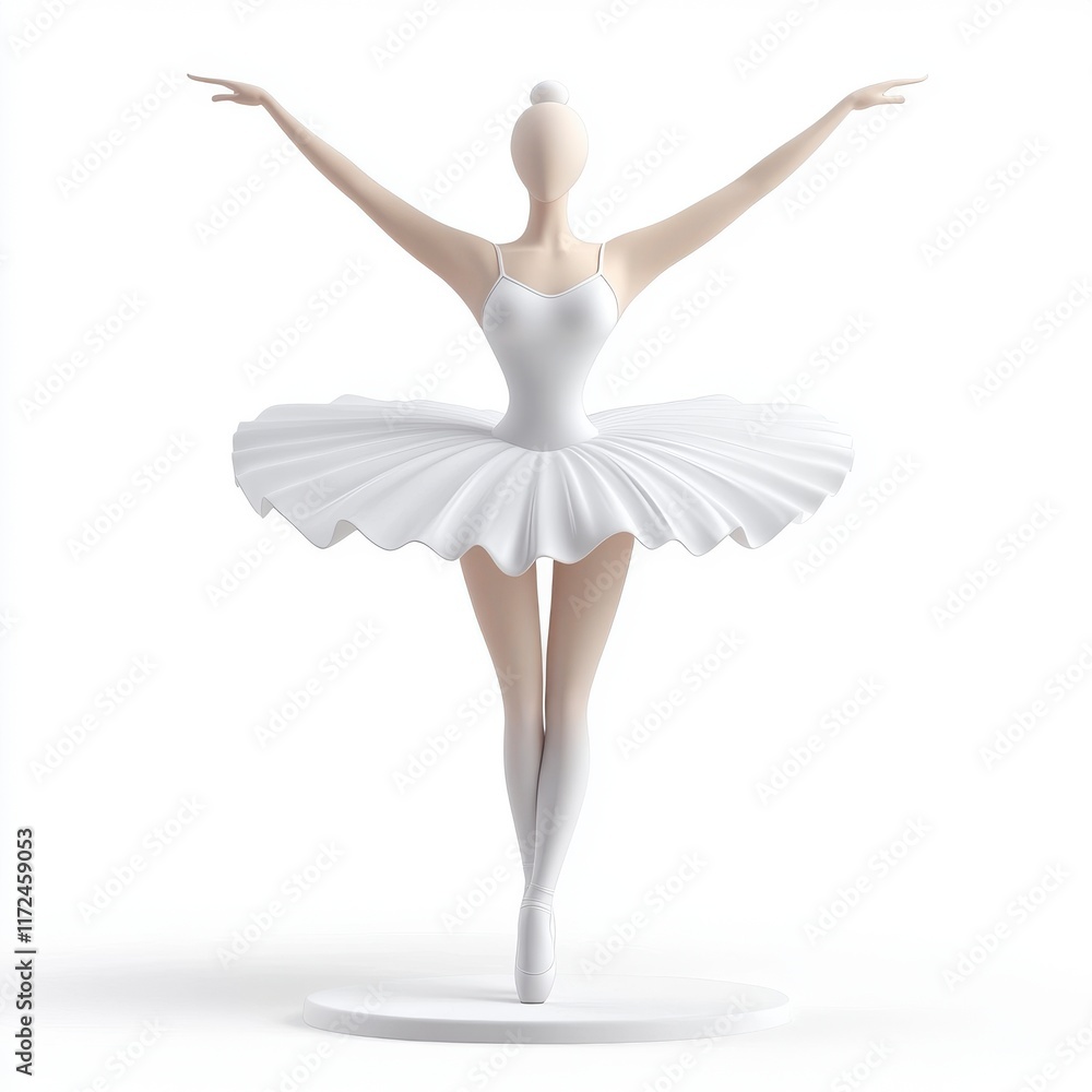 Elegant Ballerina Figurine on Display in Minimalist Style Design Elegant Ballerina Figurine on Display in Minimalist Style Design