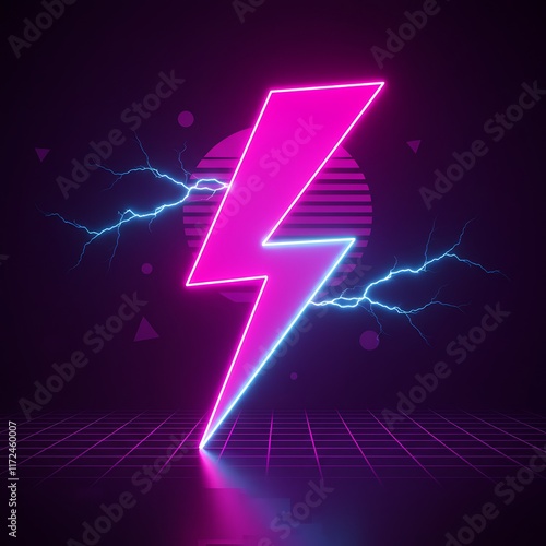 Neon Lightning Bolts: Electrifying 80s Synthwave Aesthetic