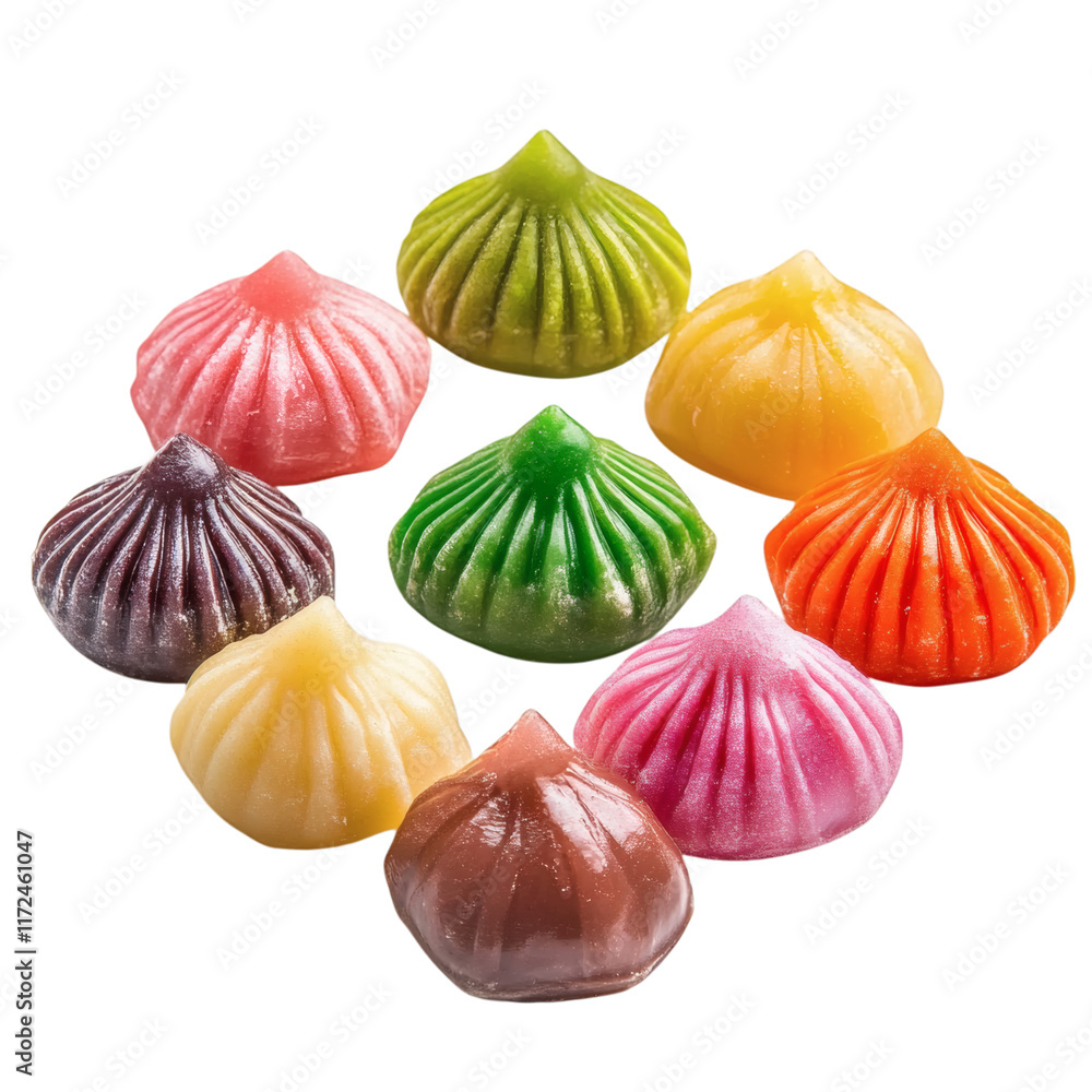 Obraz premium colorful Modak sweets isolated on white transparent background