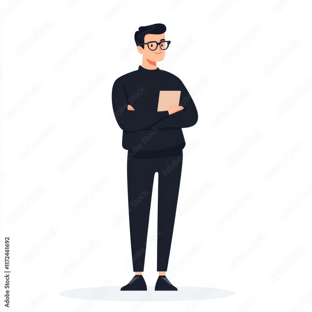 Minimalist Black and White Businessman Illustration in a Suit Minimalist Black and White Businessman Illustration in a Suit
