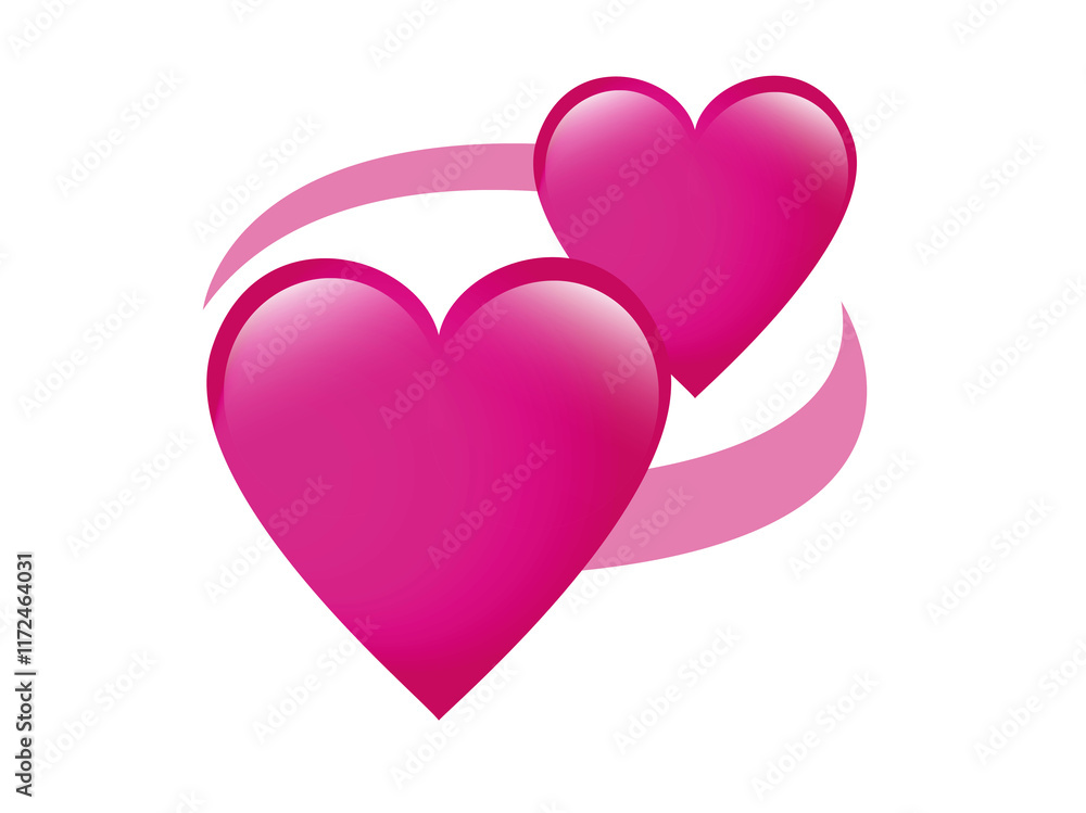 Two revolving hearts switching places icon with circular line Two revolving hearts switching places icon with circular line