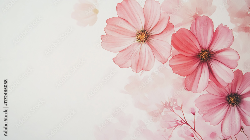 Obraz premium Elegant wedding invitation card background vector. Minimal hand painted watercolor botanical flowers texture template background. Design for wedding, vip cover, poster, rsvp moderncard.Valentine's Day
