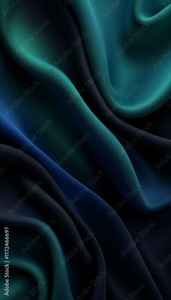 Fototapeta premium Emerald Silk: Depth and Richness of Smooth Fabric Folds
