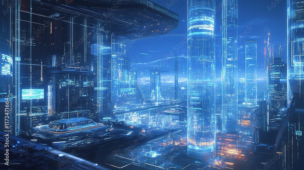 Detailed Blueprint of a Futuristic City with Measurements and Lines Detailed Blueprint of a Futuristic City with Measurements and Lines