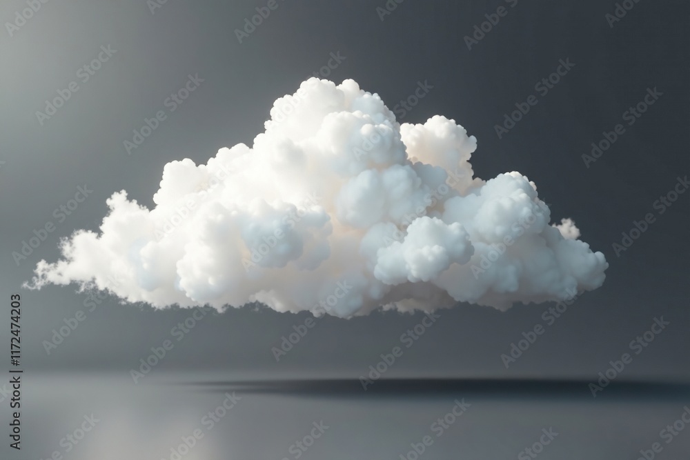 Naklejka premium Soft white cloud floats against dark grey sky, white cloud, abstract, clouds