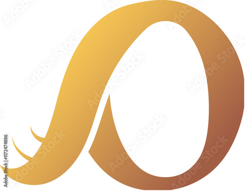 O Letter Logo. Couffeur, Hair and Beauty. Golden.