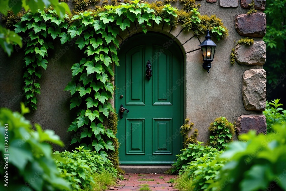 Mossy green door with ivy vines wrapped around it, moss, door, nature Mossy green door with ivy vines wrapped around it, moss, door, nature