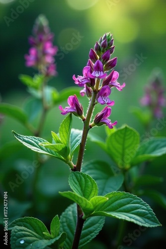 Wallpaper Mural Salvia in pieno fiorire dopo una pioggia leggera, salvia, dew, leaf Torontodigital.ca