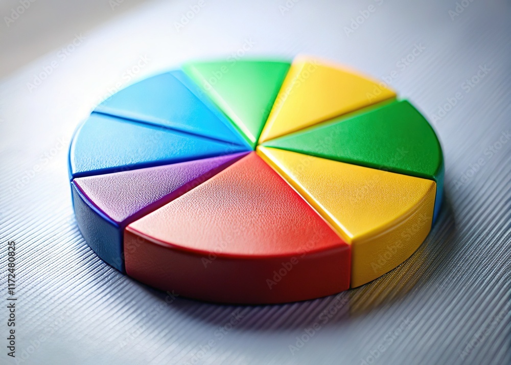 Obraz premium Macro Shot: Colorful Pie Chart Illustrating Business Data Analysis Insights