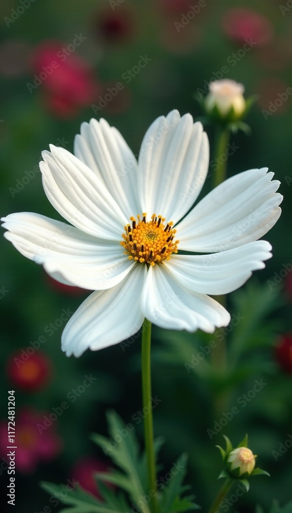 delicate white cosmos flower petals unfolding, cosmos, garden delicate white cosmos flower petals unfolding, cosmos, garden