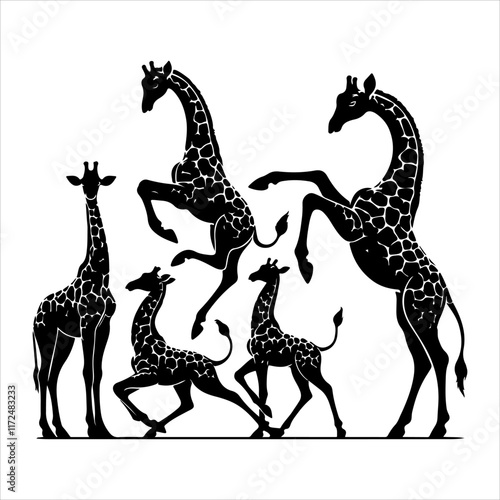 Giraffe silhouette vector. Giraffe flat icon silhouette vector art illustration on a white background photo