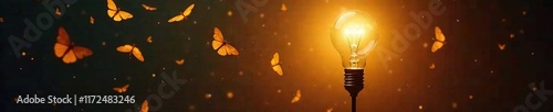 Delicate moths swirling around a warm incandescent bulb, ambiance, nostalgic, atmospheric photo