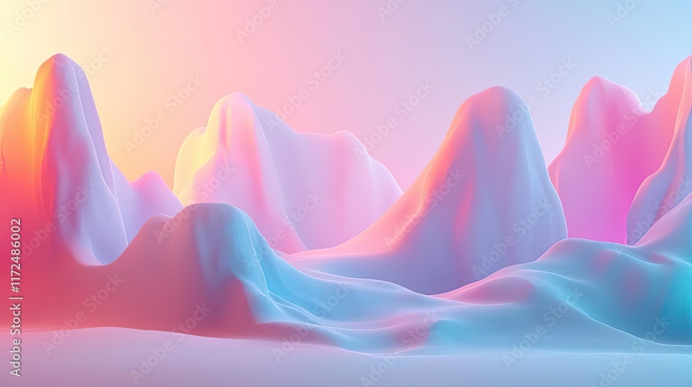 Pastel abstract background concept. A vibrant, pastel-colored landscape with smooth mountains and a serene atmosphere. Pastel abstract background concept. A vibrant, pastel-colored landscape with smooth mountains and a serene atmosphere.