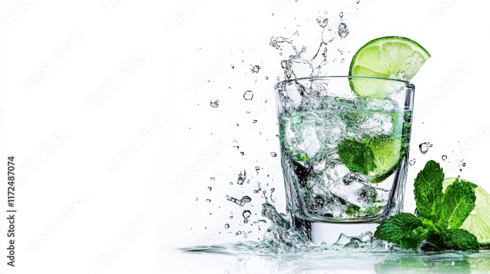 Fresh lime drink isolated on white background Fresh lime drink isolated on white background