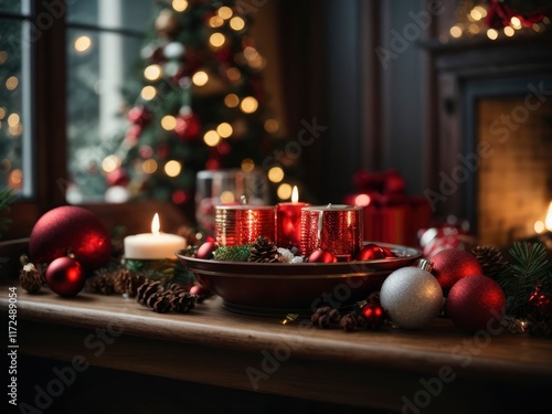 christmas tree with candles and gifts