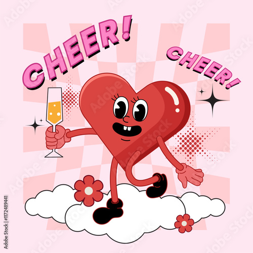 2d heart cartoon character design, love and valentine's day concept, greeting card and background design, heart shape icon and symbol photo