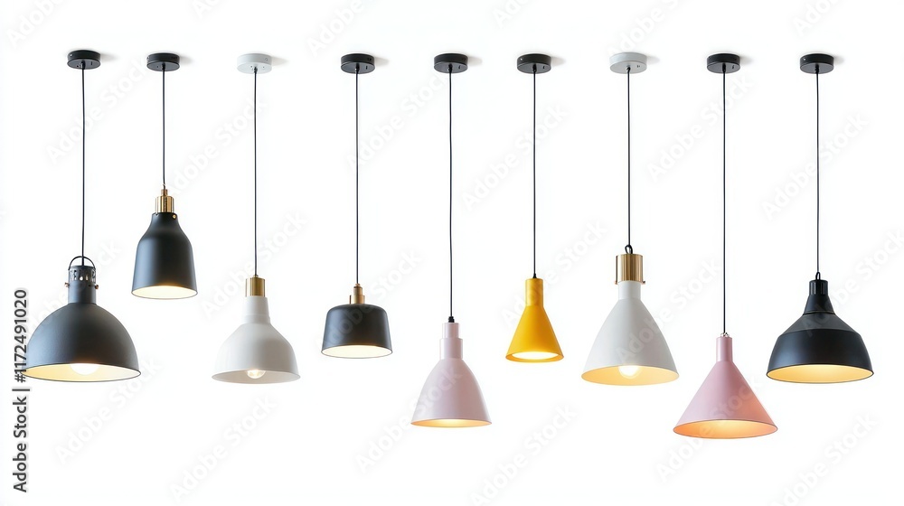 Obraz premium Collection of Linear Pendant Light front view full length on white background.