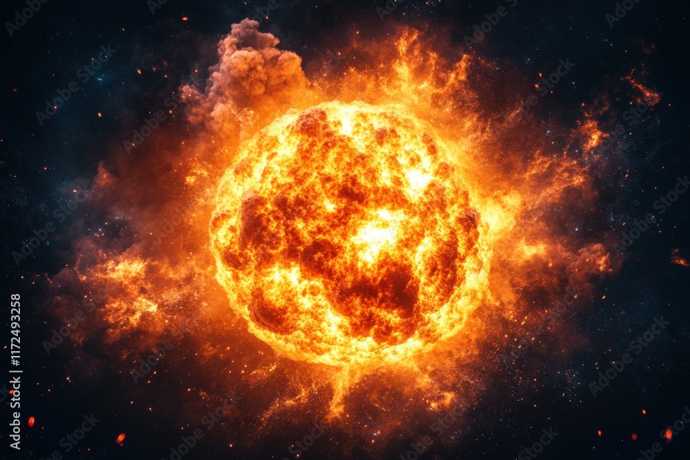 Obraz premium Fiery Cosmic Explosion in Space