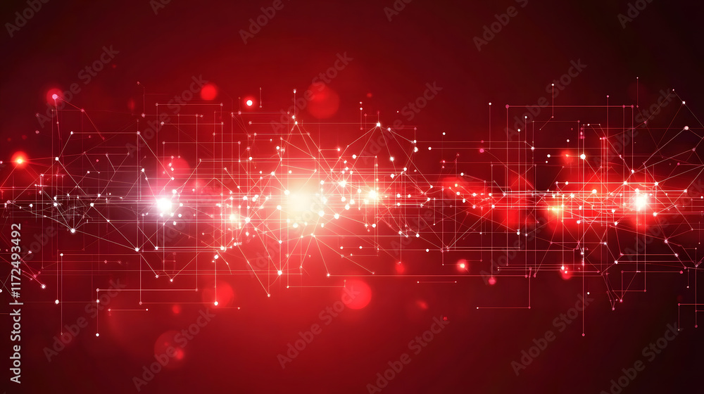 Fototapeta premium Abstract Digital Wave of Glowing Points in Red and Blue