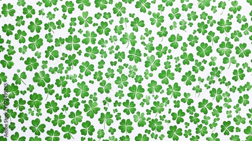 Four Clover with snow in winter season, Lucky clover leaves with four leaf,Clover flowers background,Patricks day,Spring flower pattern,St. Patrick s day seamless pattern,copy space.
