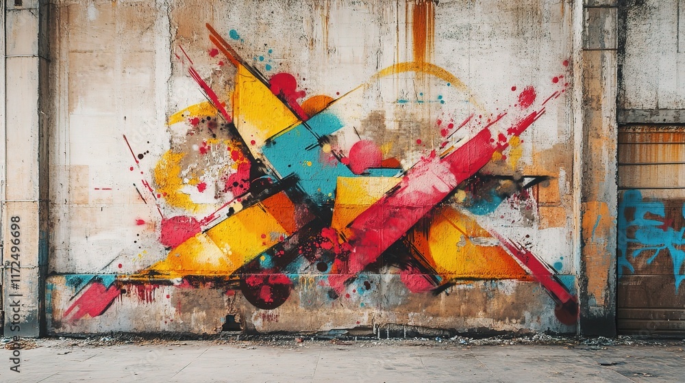 Fototapeta premium Vibrant Abstract Graffiti on Abandoned Factory Wall