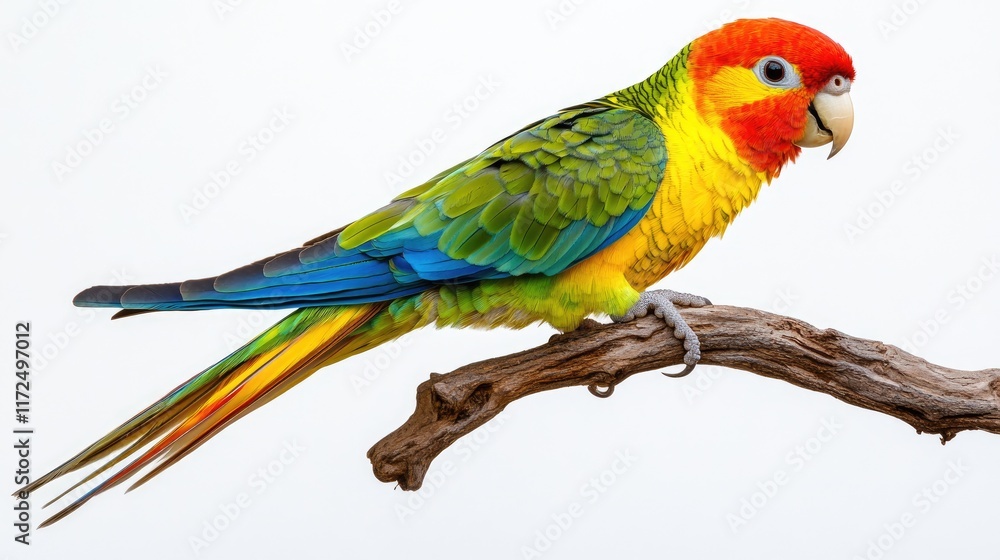 Fototapeta premium A colorful parrot perched on a branch, showcasing vibrant plumage and natural beauty.