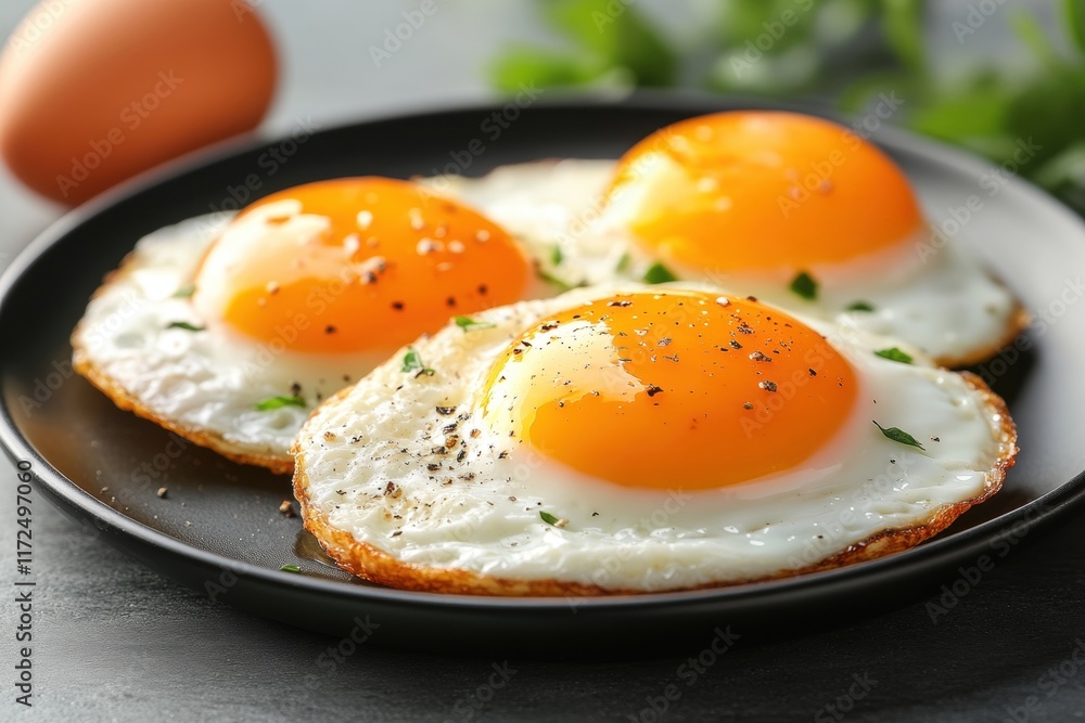 Three Fried Eggs with Parsley and Pepper Three Fried Eggs with Parsley and Pepper