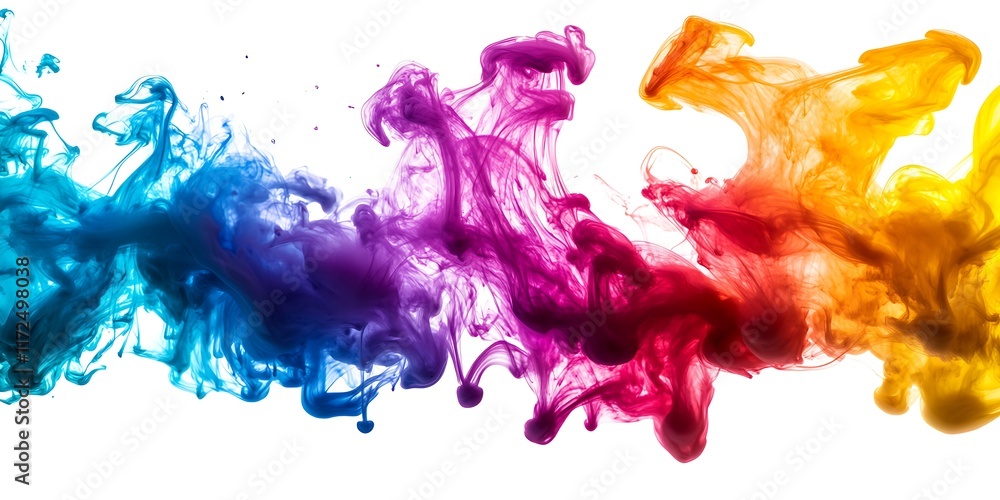 Obraz premium watercolor colorful abstract banner- smoke and dust with rainbow colors- vibrant LGBTQ flag colors texture