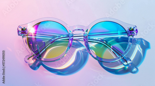 Iridescent Frame Cat Eye Acetate Sunglasses on white background.PNG