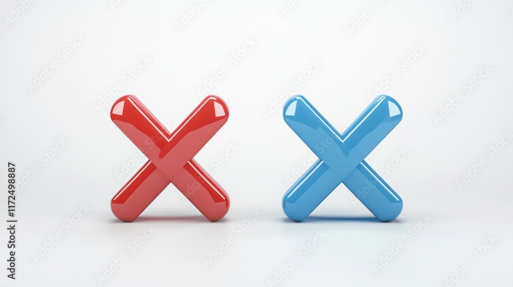 Obraz premium Right and wrong 3d icons on white background