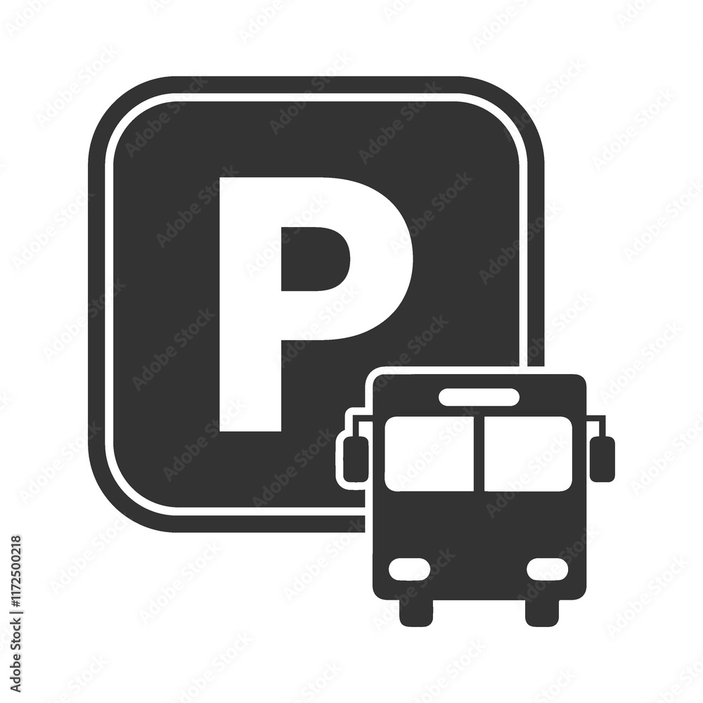 Vector illustration of bus parking icon in dark color and transparent background(PNG). Vector illustration of bus parking icon in dark color and transparent background(PNG).