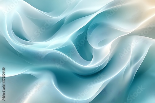 Wallpaper Mural Abstract teal and white flowing fabric. Torontodigital.ca