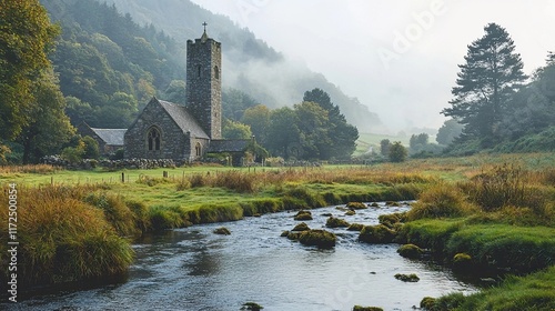 glendalough monastery in the valley