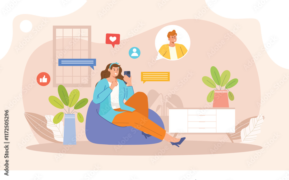 An illustration of casual chat, featuring relaxing characters having a laid-back conversation, with cozy surroundings like sofas, coffee cups, and casual clothing, highlighting a friendly An illustration of casual chat, featuring relaxing characters having a laid-back conversation, with cozy surroundings like sofas, coffee cups, and casual clothing, highlighting a friendly