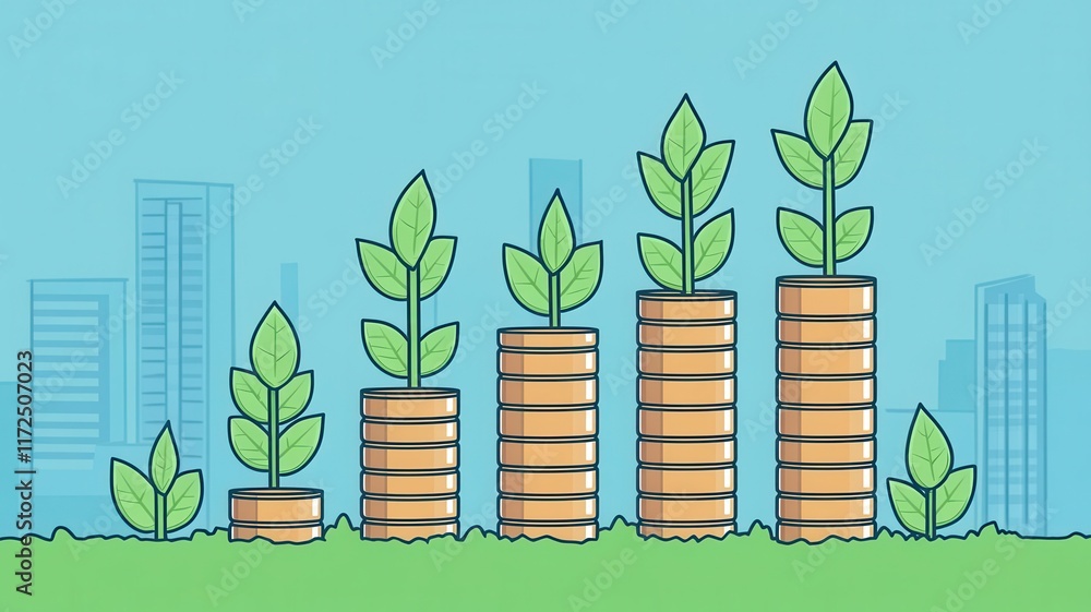 investment strategy flat design top view business-themed cartoon drawing investment strategy flat design top view business-themed cartoon drawing