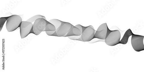 Abstract colorful wavy stripes on white background isolated, minimalistic geometric background with black and white wavy lines form spiral ribbon. Graphic design template banner, vector illustrator.