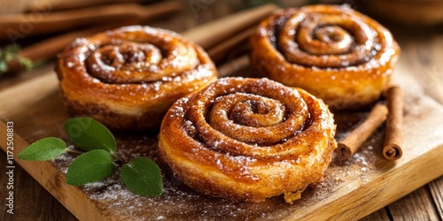 Delicious cinnamon buns crafted with rich butter and sweet sugar, these scrumptious cinnamon buns are perfect for breakfast or dessert, showcasing the irresistible allure of homemade cinnamon buns. photo