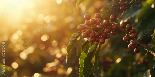 Wallpaper Mural Closeup view of coffee beans on tree branches illuminated by sunlight in a daytime field, showcasing the beauty of coffee beans thriving under natural light. Torontodigital.ca