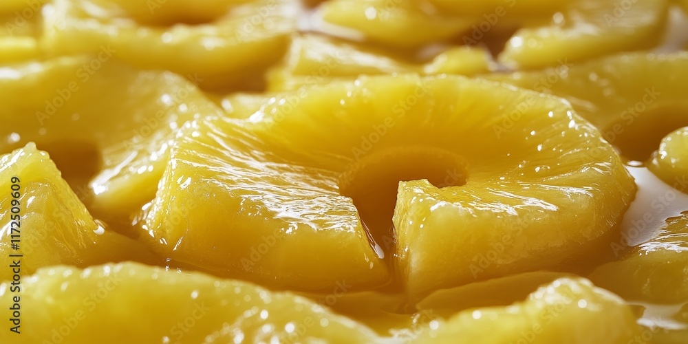 Sliced pieces of ripe yellow pineapple in a sweet syrup, showcasing tasty canned pineapple fruit expertly cut into thin slices, perfect for various culinary creations with delicious canned pineapple. Sliced pieces of ripe yellow pineapple in a sweet syrup, showcasing tasty canned pineapple fruit expertly cut into thin slices, perfect for various culinary creations with delicious canned pineapple.