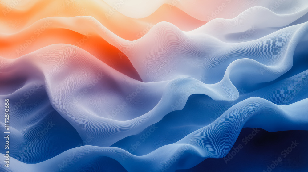 Obraz premium Serene Blue and Orange Fabric Drape 