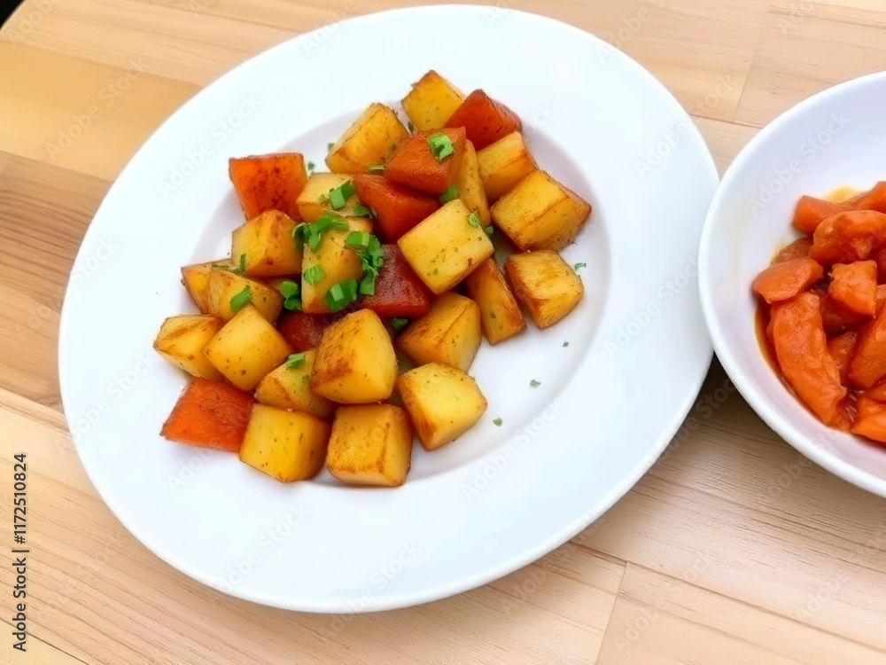 Patatas bravas are from Spain: Potatoes with spicy sauce. Patatas bravas are from Spain: Potatoes with spicy sauce.