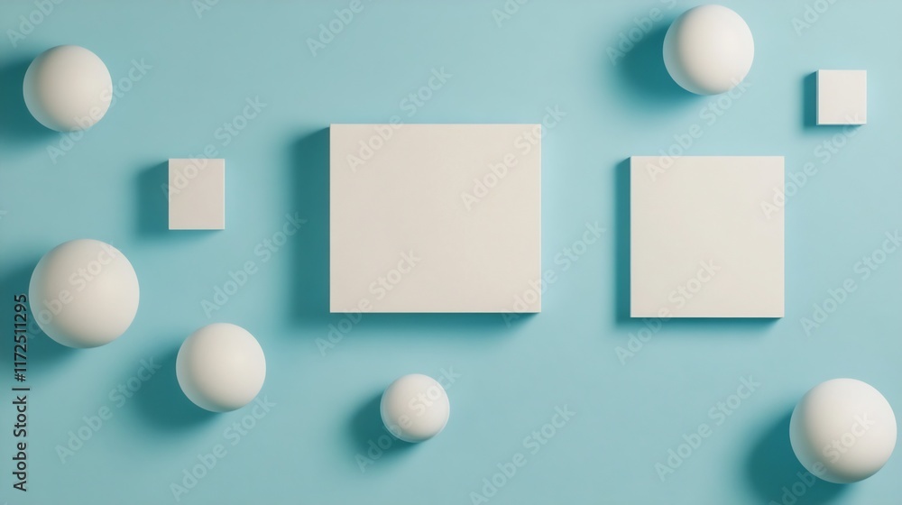 Minimalist Arrangement of Geometric Shapes with Clean Shadows Minimalist Arrangement of Geometric Shapes with Clean Shadows