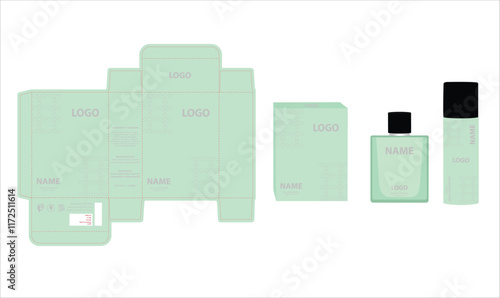 Packaging design, luxury perfume box, deo design mock up box. Illustration vector.	