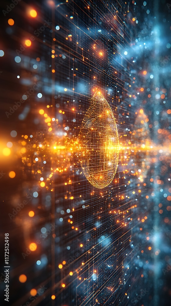 Obraz premium High-Tech Science Matrix Displaying Illuminated Nodes in Advanced Network Visualization Photo