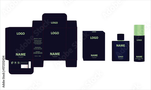 Packaging design, luxury perfume box, deo design mock up box. Illustration vector.	