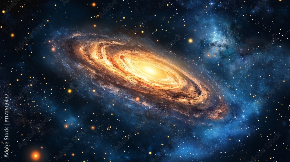 Spiral galaxy swirling in deep space, cosmic dust and stars. Spiral galaxy swirling in deep space, cosmic dust and stars.